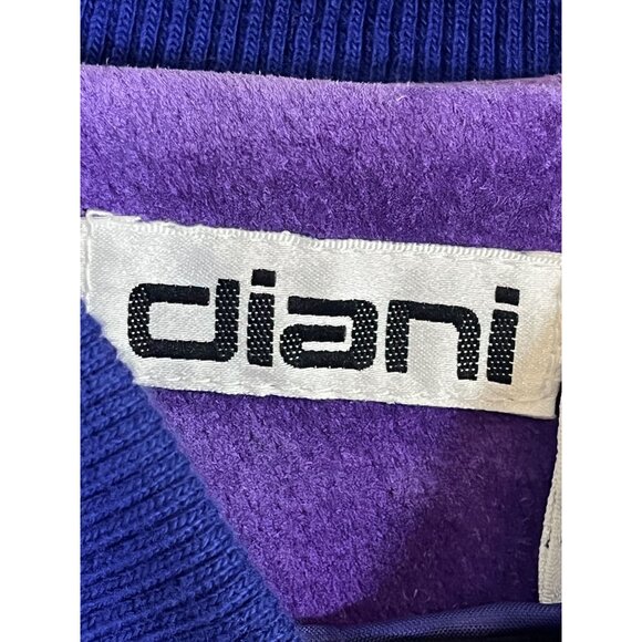 Retro Leather Bomber Jacket Purple L Quilted Colorful Preppy Neutral 80s Western - Picture 2 of 16